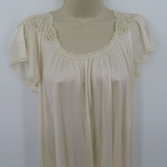 Miss Elaine Women Small Ivory Lace Trim Nightgown Dress Vintage Union Made USA - Picture 2 of 11